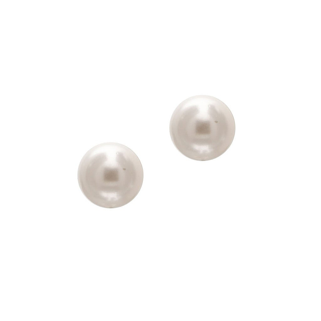 A 6mm black glass pearl earrings displayed on a neutral white background.