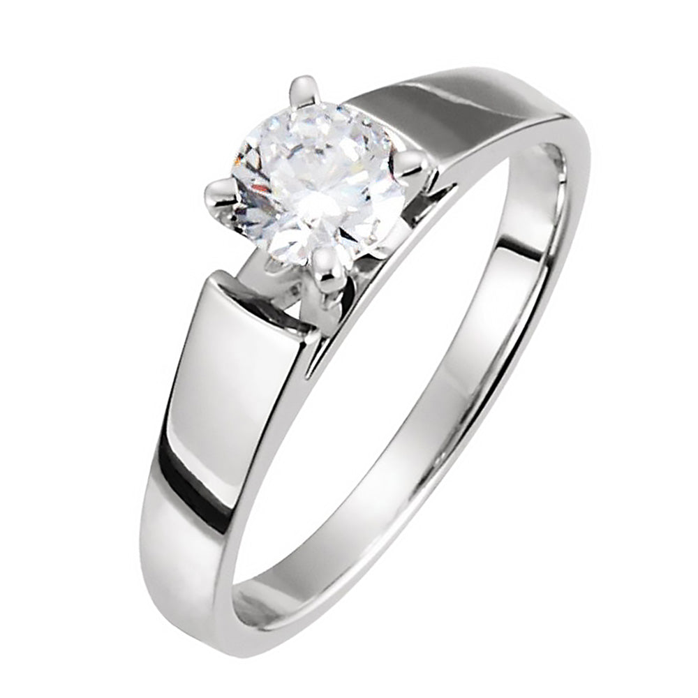 Solitaire Cubic Zirconia Tungsten Women's Engagement Ring