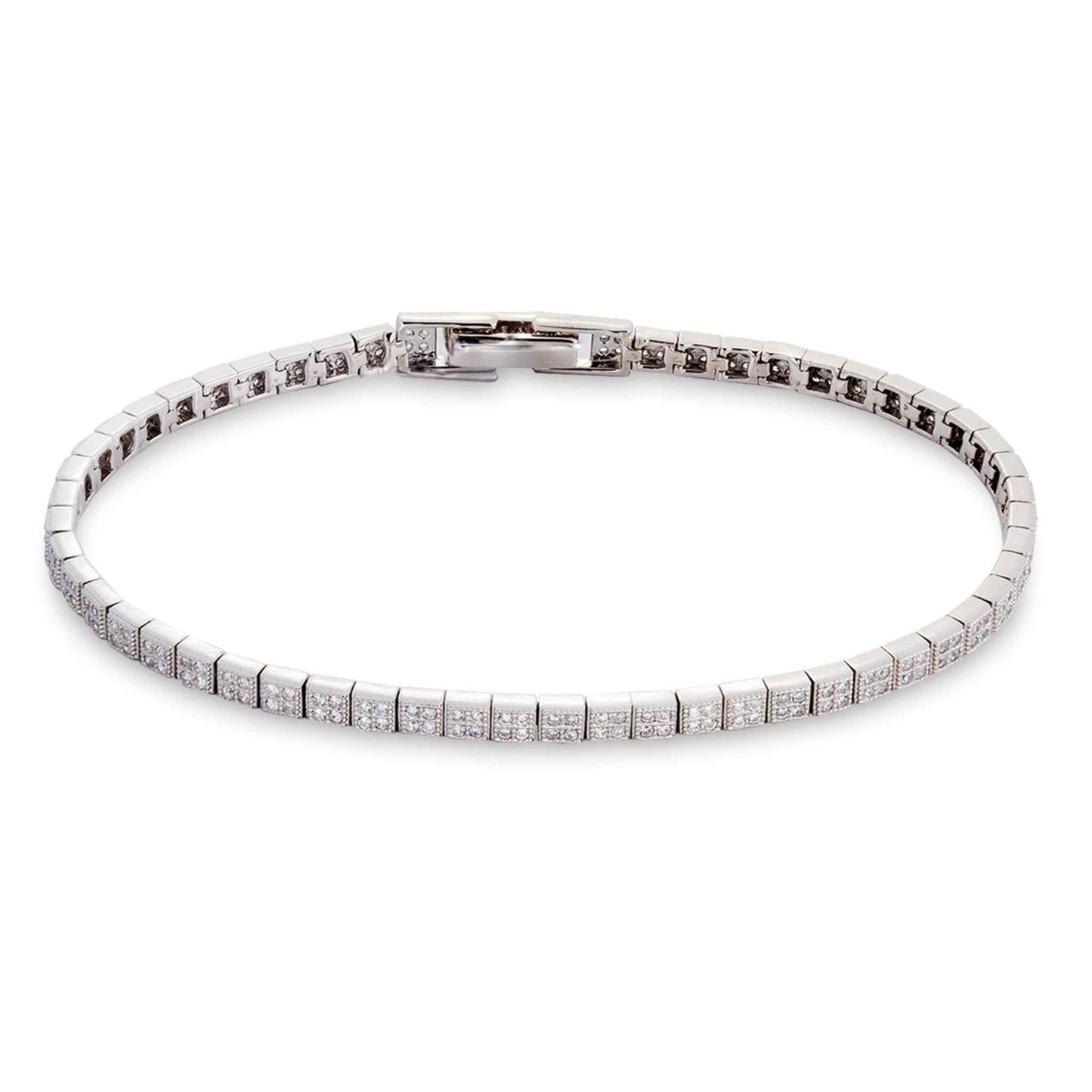 A squares bracelet with 230 simulated diamonds displayed on a neutral white background.