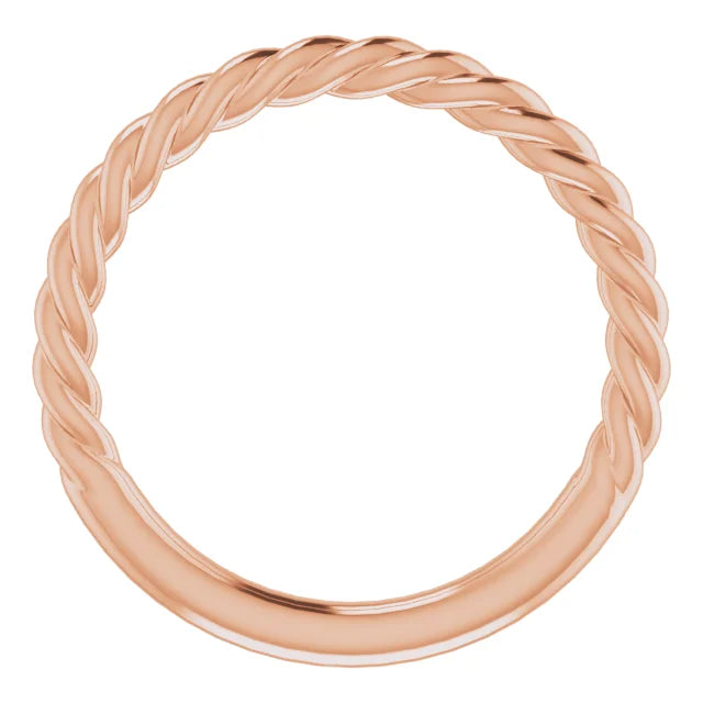 Stackable 14k Rose Gold Twisted Rope Women's Ring