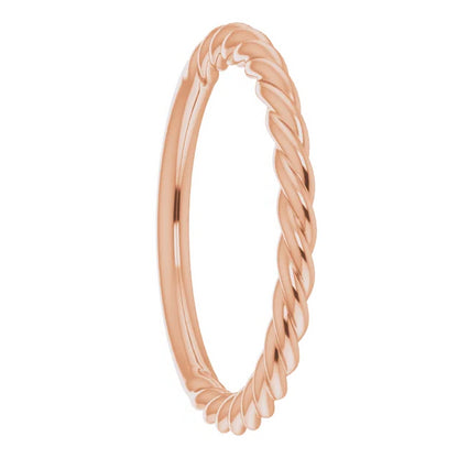 Stackable 14k Rose Gold Twisted Rope Women's Ring
