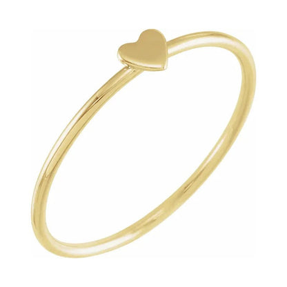 Stackable 14k Yellow Gold Heart Women's Ring
