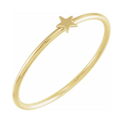 Stackable 14k Yellow Gold Star Women's Ring