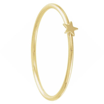 Stackable 14k Yellow Gold Star Women's Ring