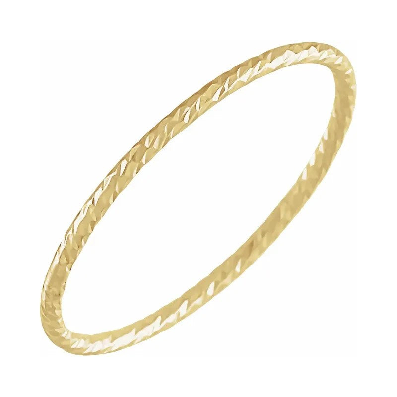 Stackable Hammered 14k Yellow Gold Women's Ring