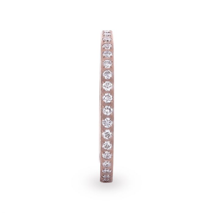 Stackable Rose Gold Titanium Women's Eternity Wedding Band with Lab-Created Diamonds