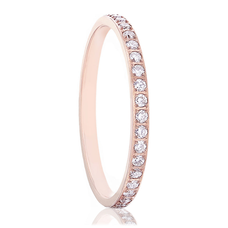 Stackable Rose Gold Titanium Women's Eternity Wedding Band with Lab-Created Diamonds