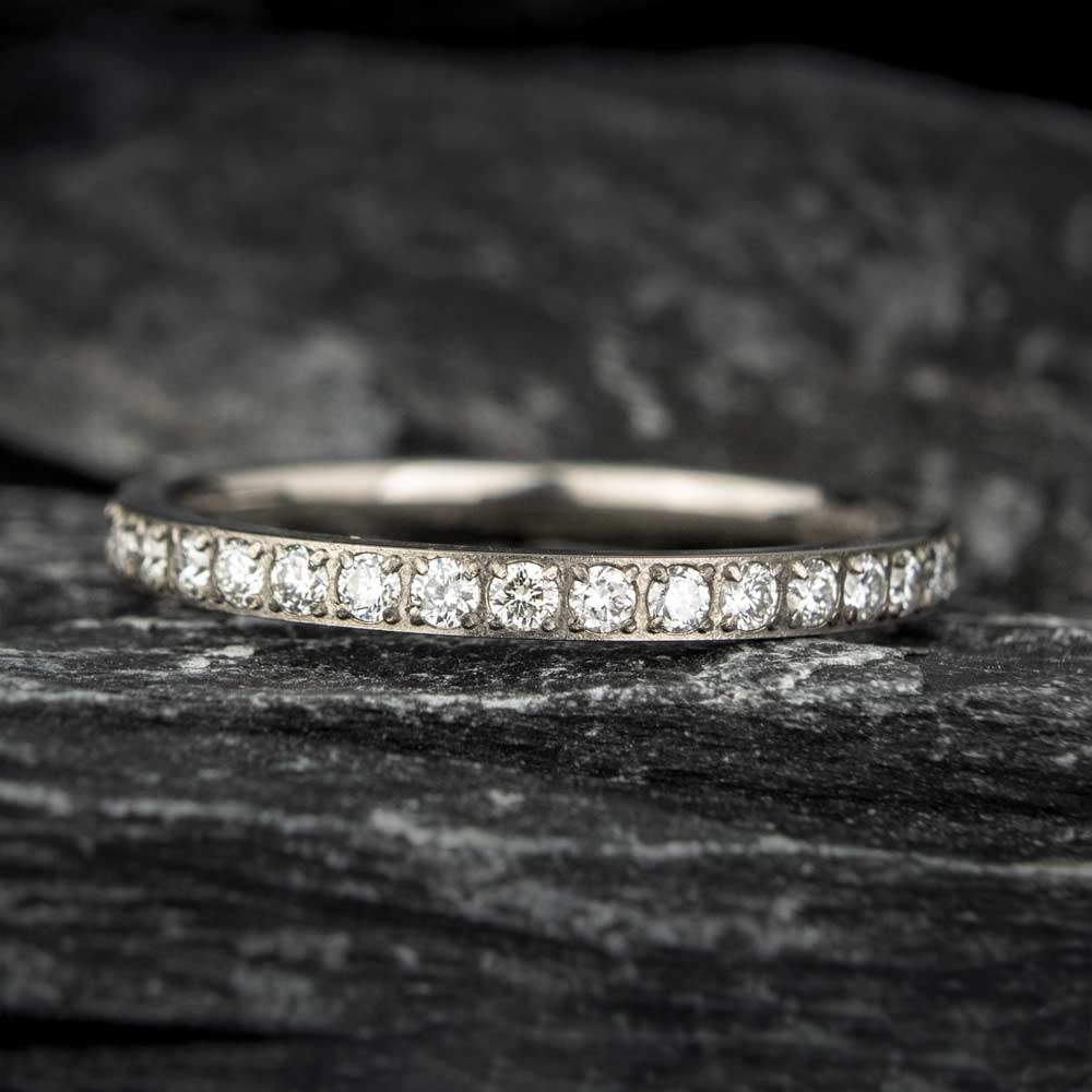 Stackable Titanium Women's Eternity Wedding Band with Lab-Created Diamonds