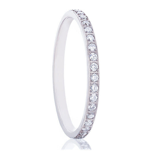 Stackable Titanium Women's Eternity Wedding Band with Lab-Created Diamonds