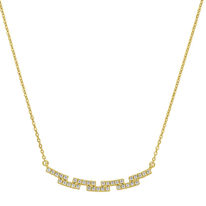 A staggered bar necklace with simulated diamonds displayed on a neutral white background.