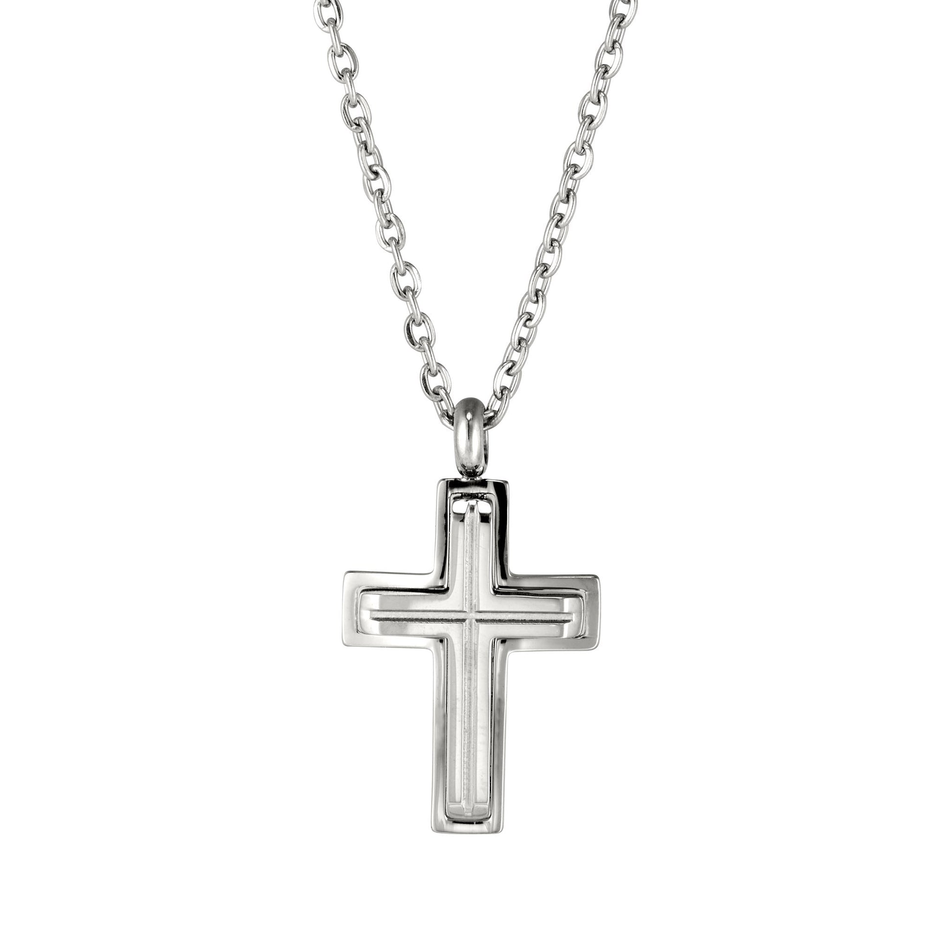 Small Static Cross Stainless Steel Small Cross with Raised Center on 20