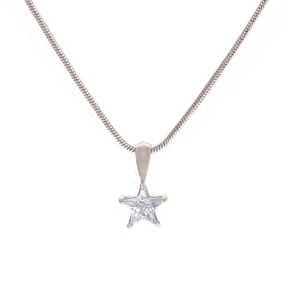 A star cut simulated diamond necklace displayed on a neutral white background.