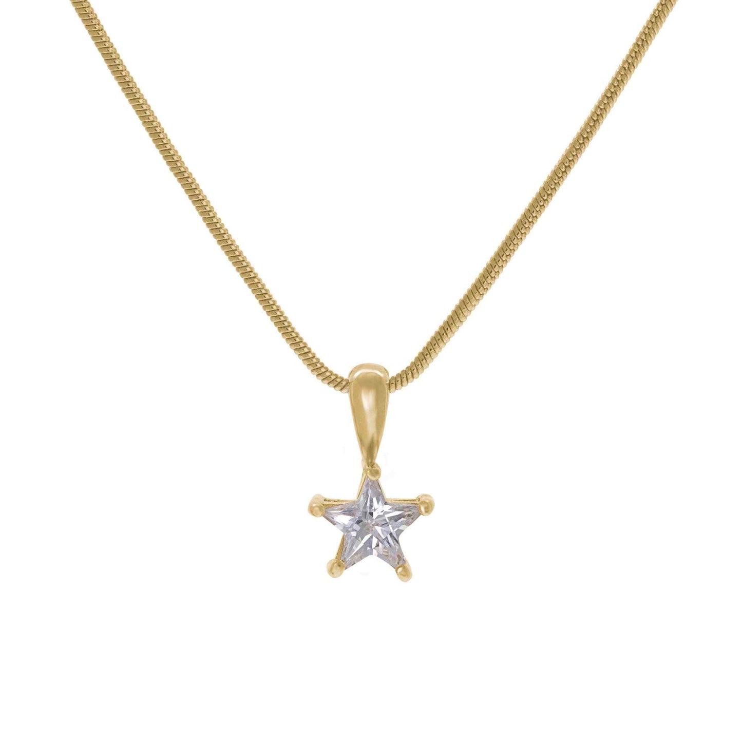 A star cut simulated diamond necklace displayed on a neutral white background.