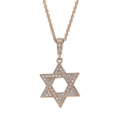 A star of david necklace with simulated diamonds displayed on a neutral white background.