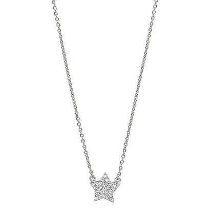 A star necklace with simulated diamonds displayed on a neutral white background.