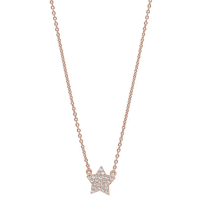 A star necklace with simulated diamonds displayed on a neutral white background.