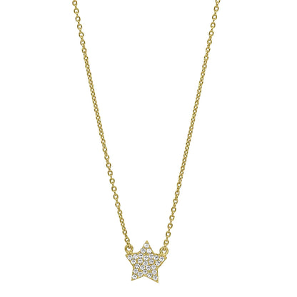 A star necklace with simulated diamonds displayed on a neutral white background.