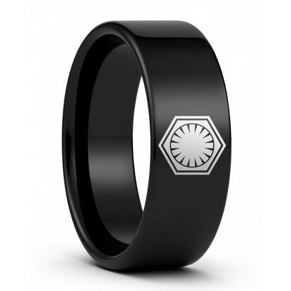 Star Wars First Order Symbol Black Tungsten Wedding Band
