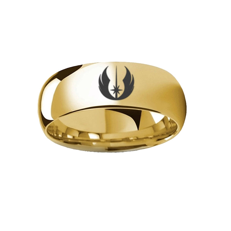 Star Wars Jedi Order Symbol Gold Tungsten Wedding Band