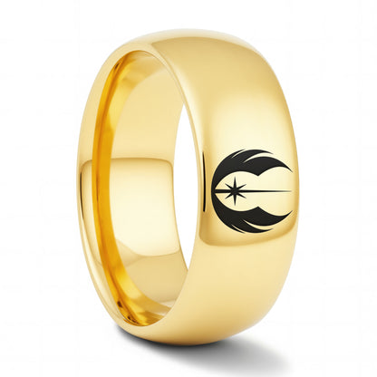 Star Wars Jedi Order Symbol Gold Tungsten Wedding Band