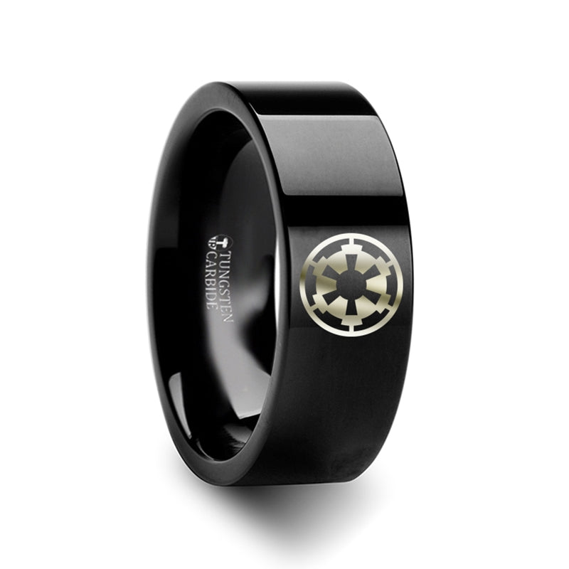 Star Wars Sith Imperial Emblem Black Tungsten Wedding Band