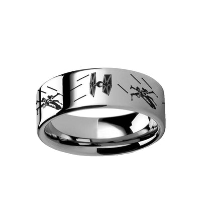 Star Wars Tie Fighter X-Wing Tungsten Wedding Band