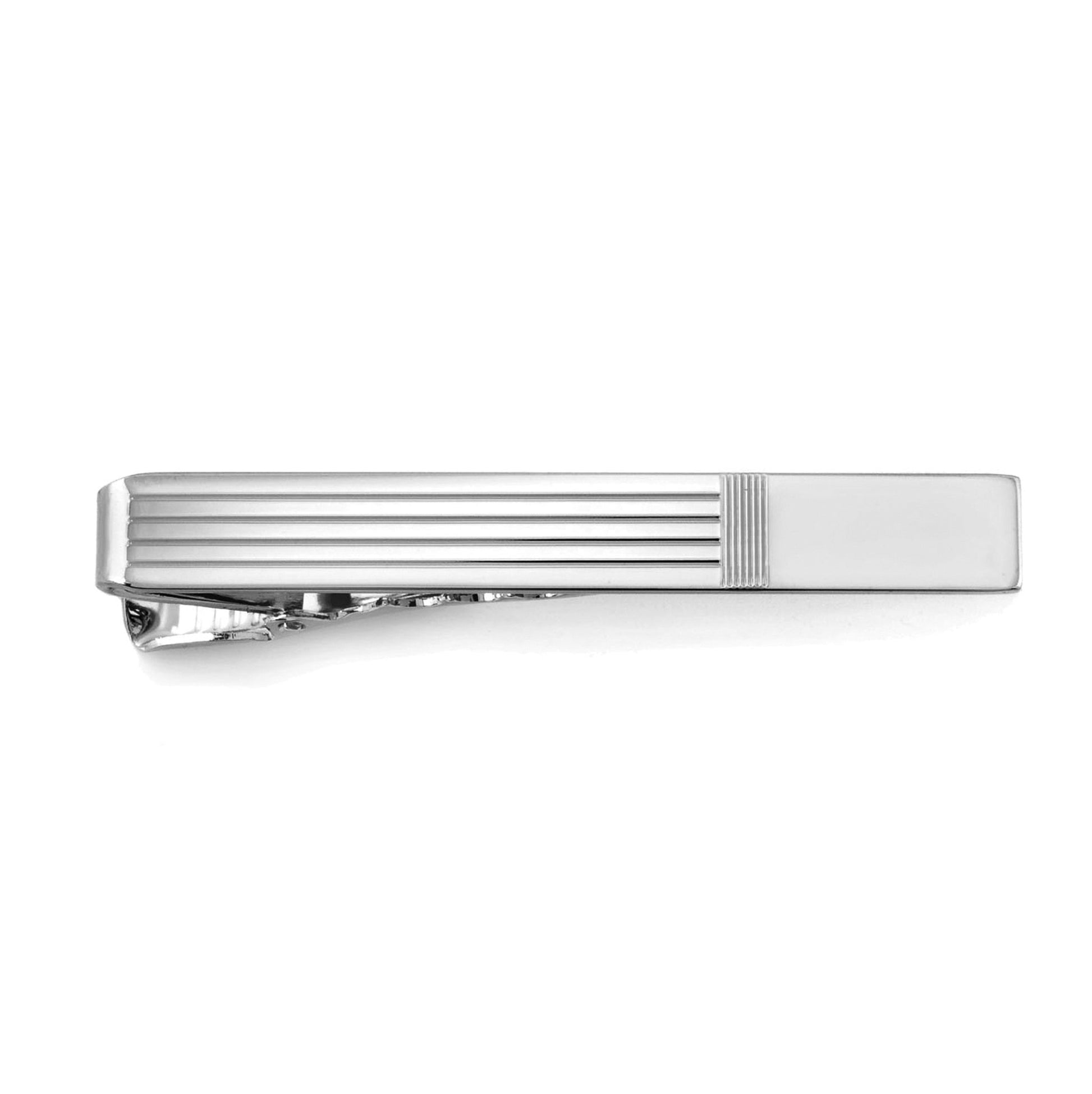 A sterling silver 2 color tie bar displayed on a neutral white background.