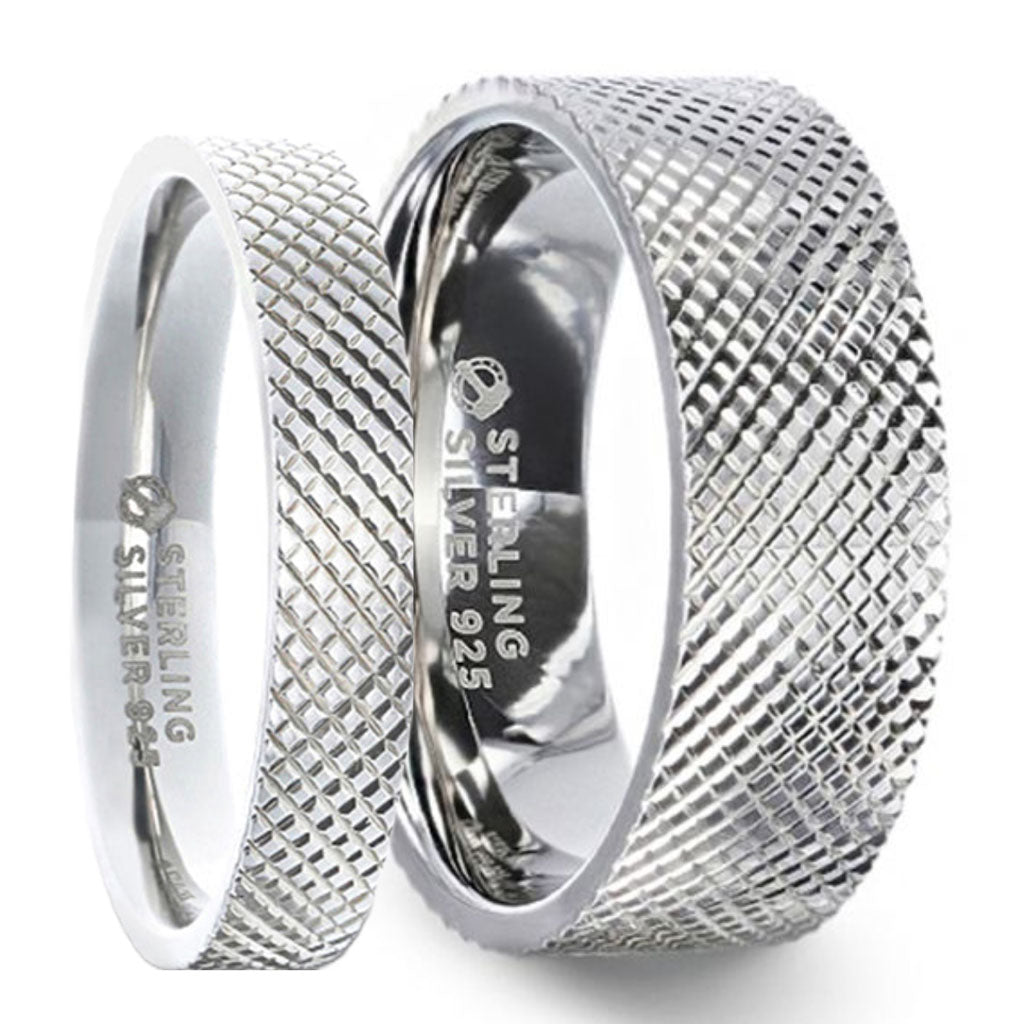 Knurled Couple's Sterling Silver Matching Ring Set | Vansweden Jewelers
