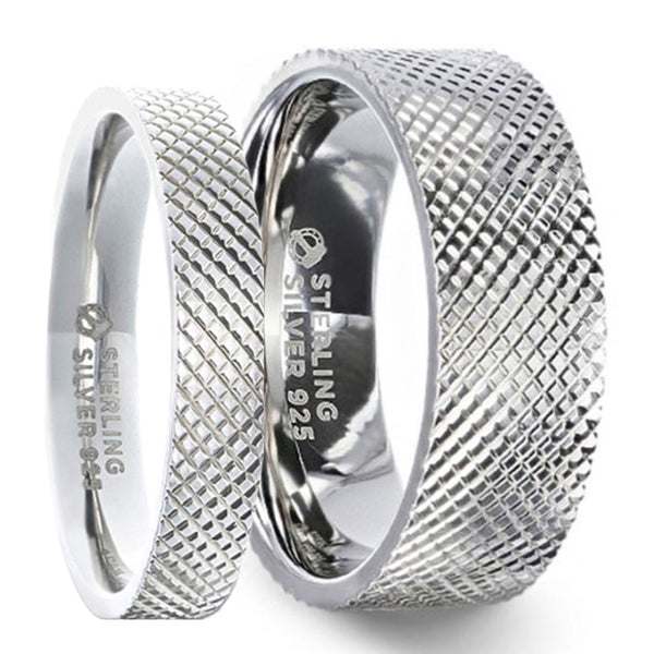 Knurled Couple's Sterling Silver Matching Ring Set | Vansweden