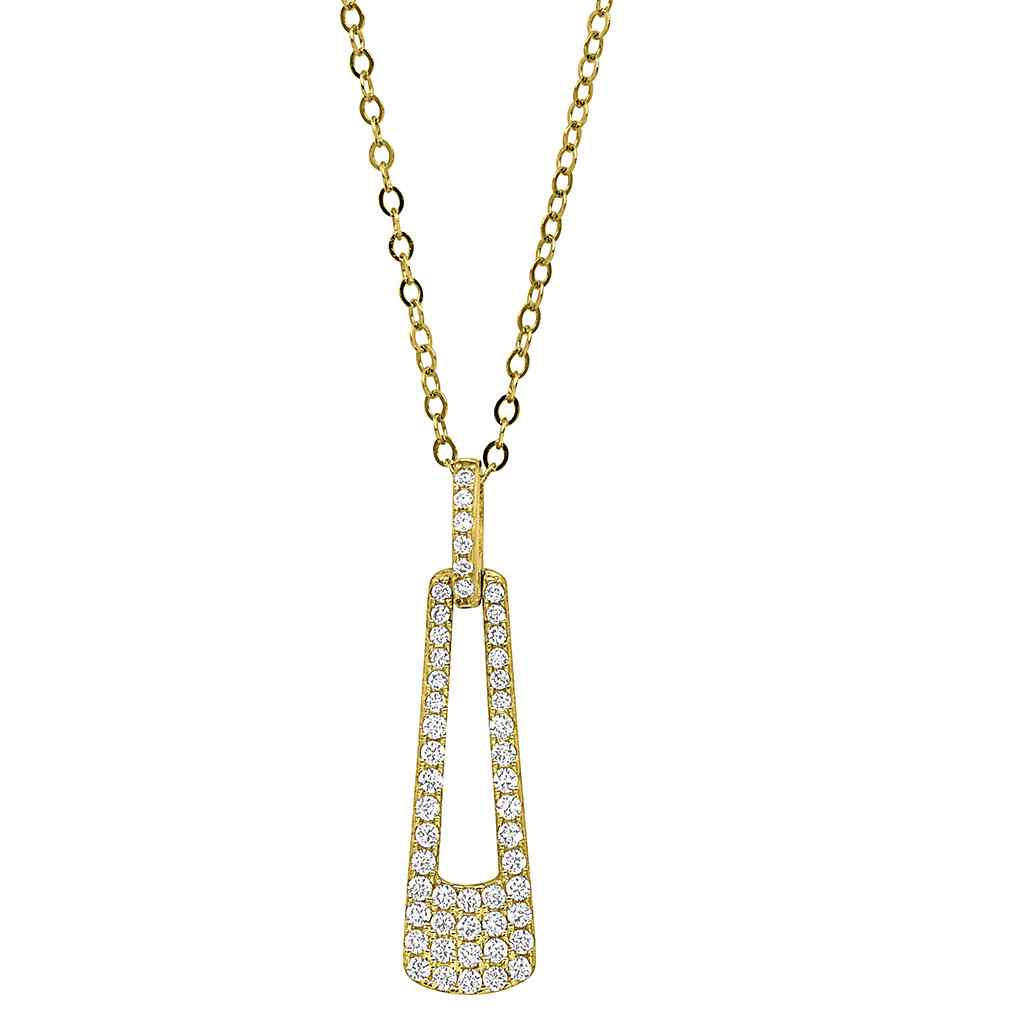 A sterling silver door knocker necklace with simulated diamonds displayed on a neutral white background.