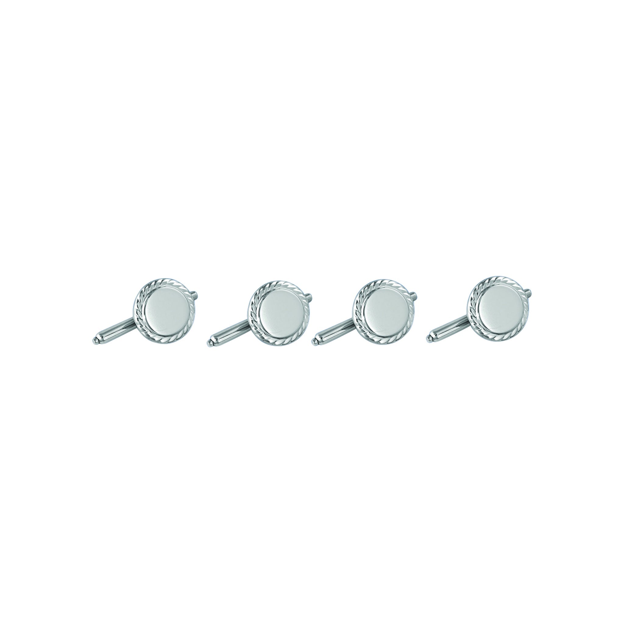 Silver Rope Edge Four Piece Sterling Silver Rope Edge Polished Stud Set | Vansweden Jewelers