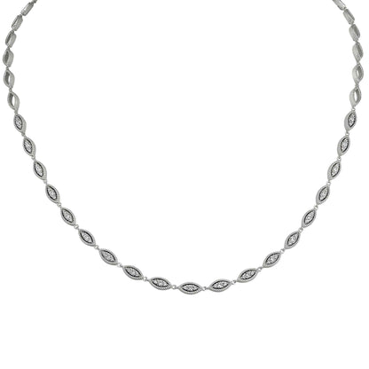 A sterling silver three stone marquise with simulated diamonds displayed on a neutral white background.