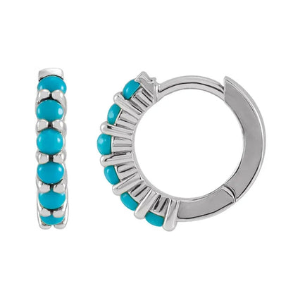 Sterling Silver & Turquoise Huggie Hoop Earrings