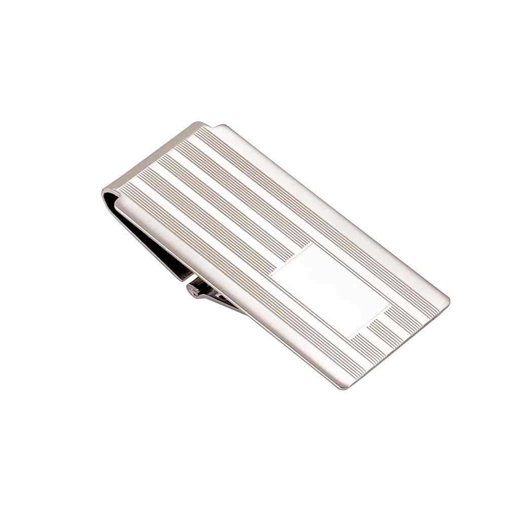 A hinged money clip displayed on a neutral white background.