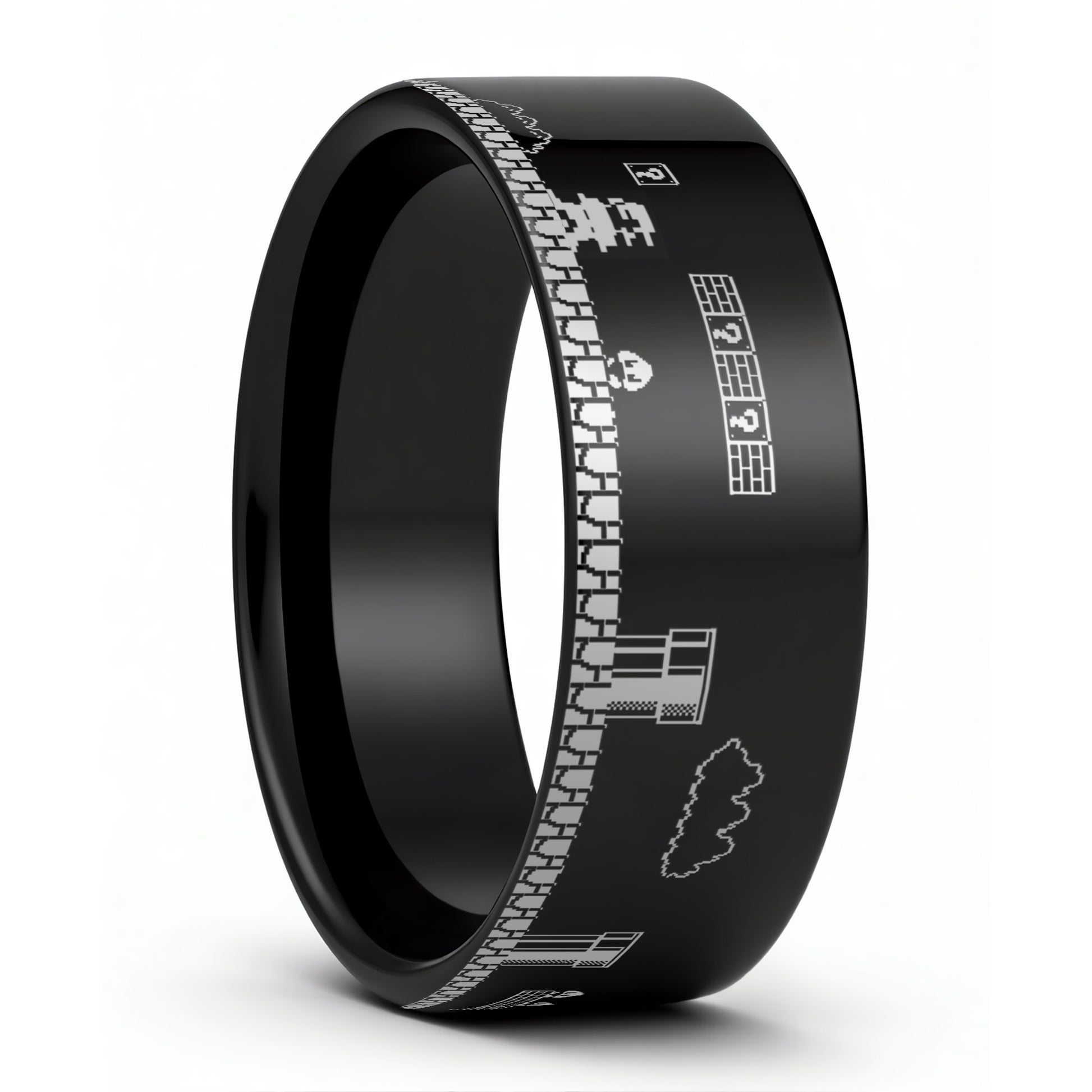 Super Mario Bros Black Tungsten Wedding Band