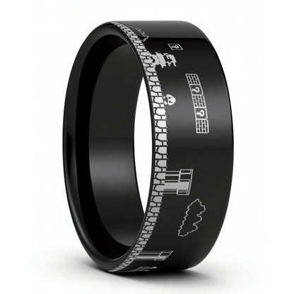 Super Mario Bros Black Tungsten Wedding Band