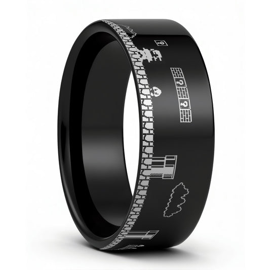 Super Mario Bros Black Tungsten Wedding Band
