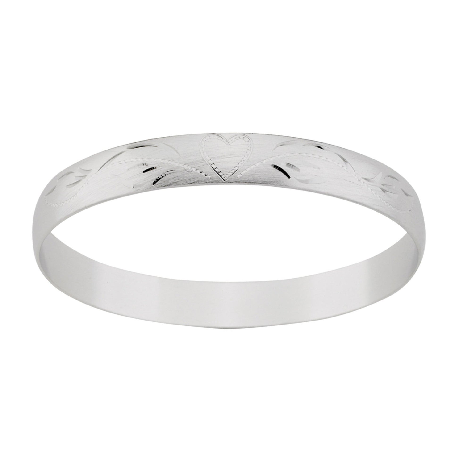 A 3/8" bangle bracelet with hand engraving displayed on a neutral white background.