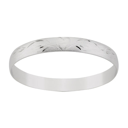 A 3/8" bangle bracelet with hand engraving displayed on a neutral white background.