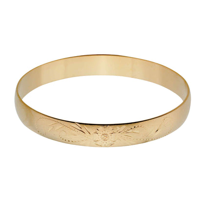A 3/8" bangle bracelet with hand engraving displayed on a neutral white background.
