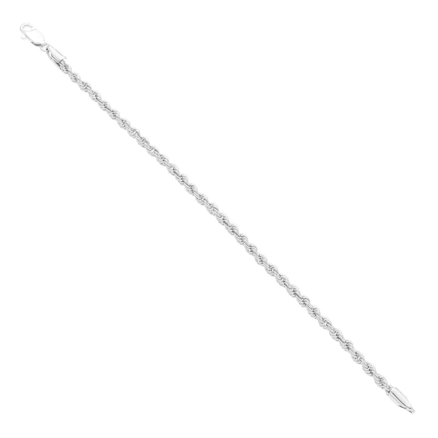 A 3mm diamond-cut french rope bracelet displayed on a neutral white background.
