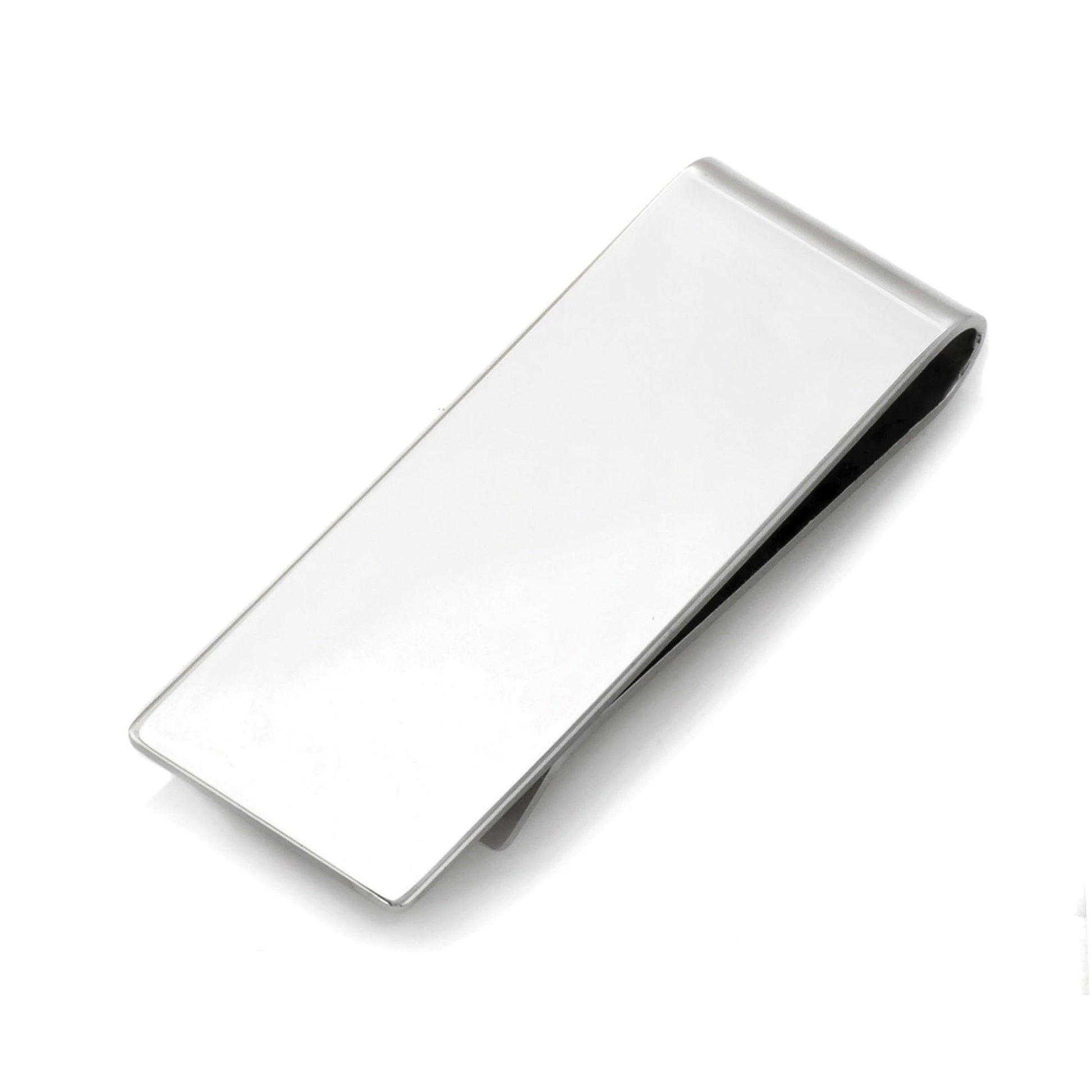 A 3 and 4" sterling silver polished money clip displayed on a neutral white background.