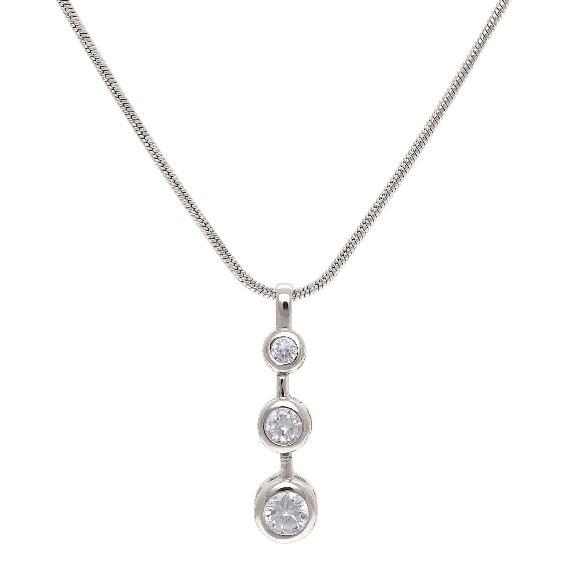 3 diamond bezel necklace Clearance