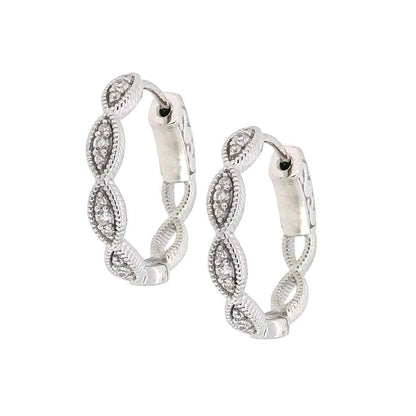 A three stone marquise earrings with simulated diamonds displayed on a neutral white background.