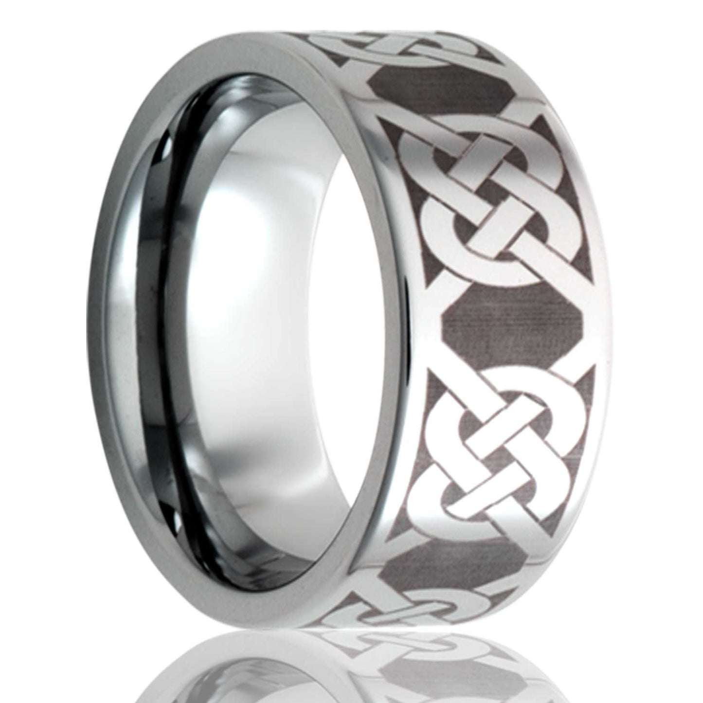 A eternity celtic knot titanium wedding band displayed on a neutral white background.