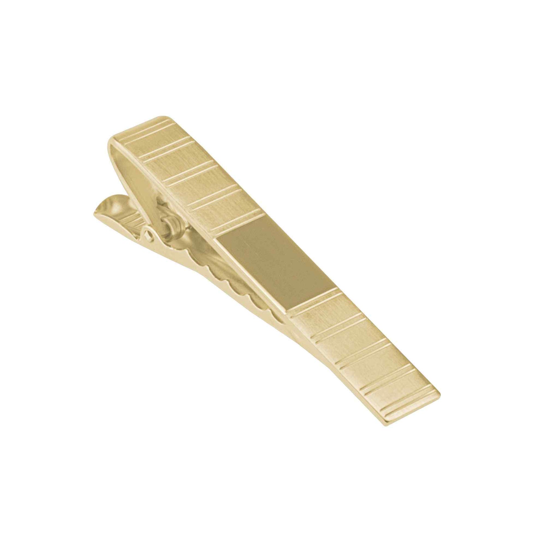 A tie bar with two tone striped pattern displayed on a neutral white background.