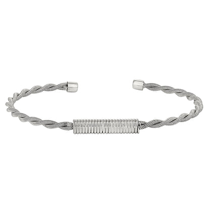 A dual strand twisted cable bracelet with omega style twisted coil displayed on a neutral white background.