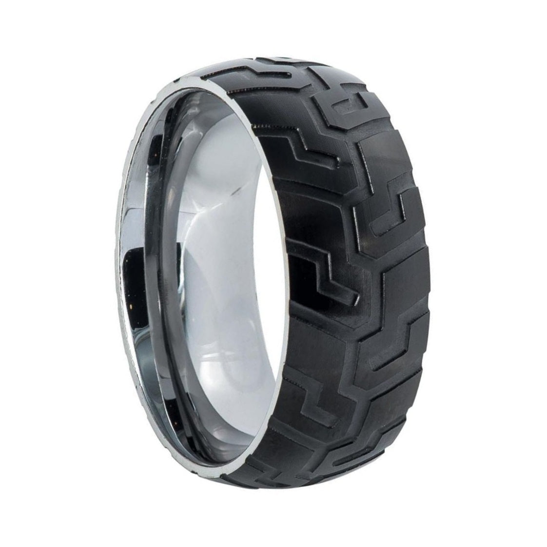 Tire Tread Design Tungsten Men's Wedding Band