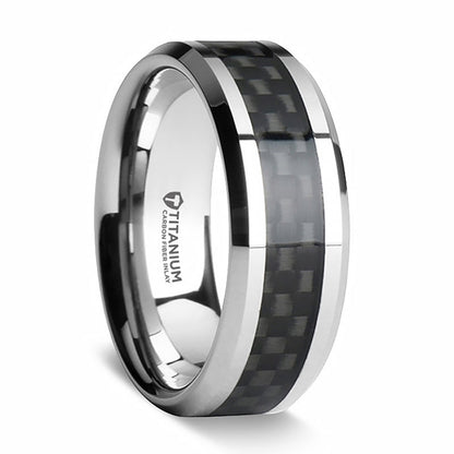 Titanium Men's Wedding Band with Black Carbon Fiber Inlay