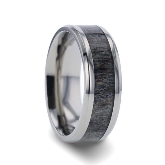 Titanium Men's Wedding Band with Deer Antler Inlay